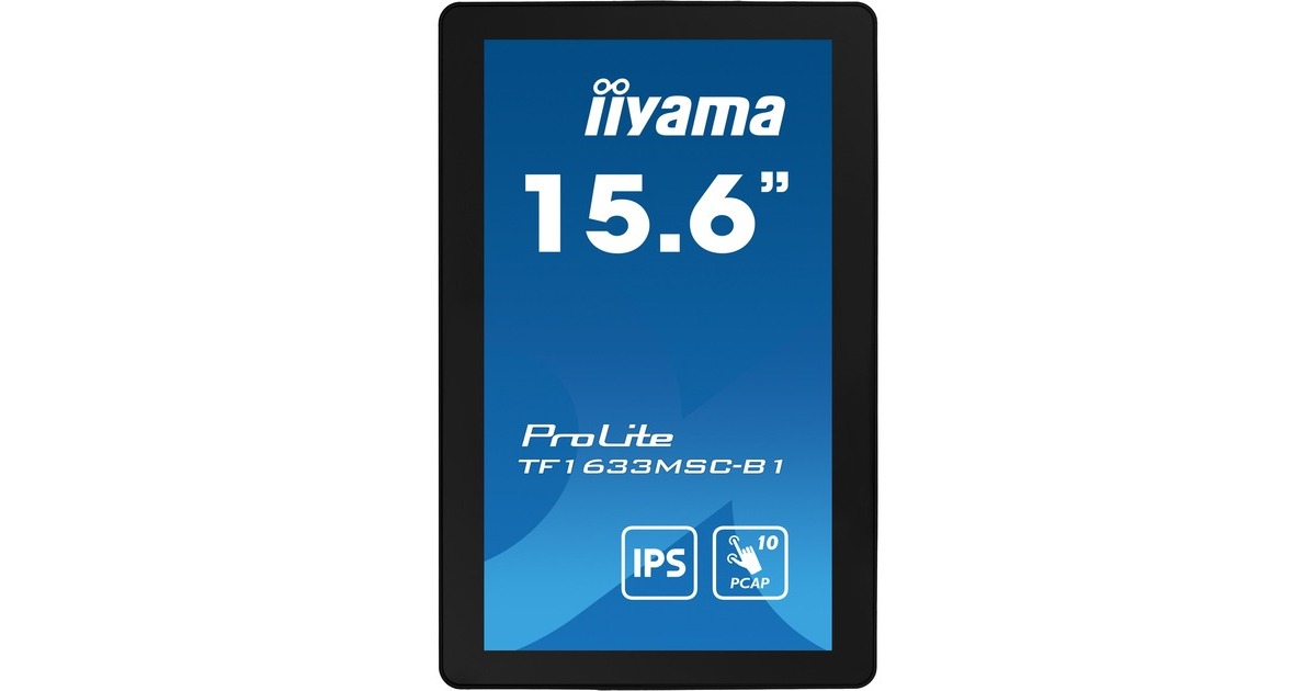 iiyama ProLite TF1633MSC-B1, LED-Monitor(39.5 cm (15.6 Zoll), schwarz, FullHD, IPS, Touchscreen, HDMI, DisplayPort, Open Frame)