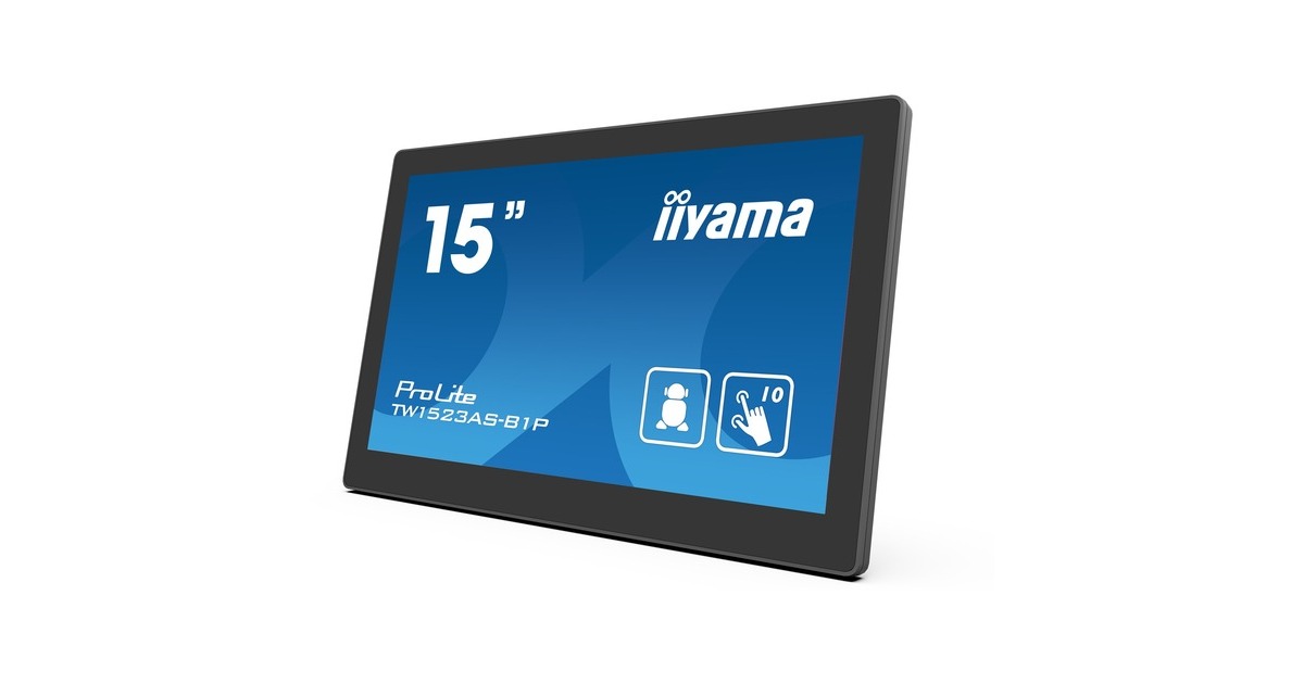 iiyama ProLite TW1523AS-B1P, LED-Monitor(39.5 cm (15.6 Zoll), schwarz, FullHD, IPS, Touchscreen, Mini HDMI-Ausgang)