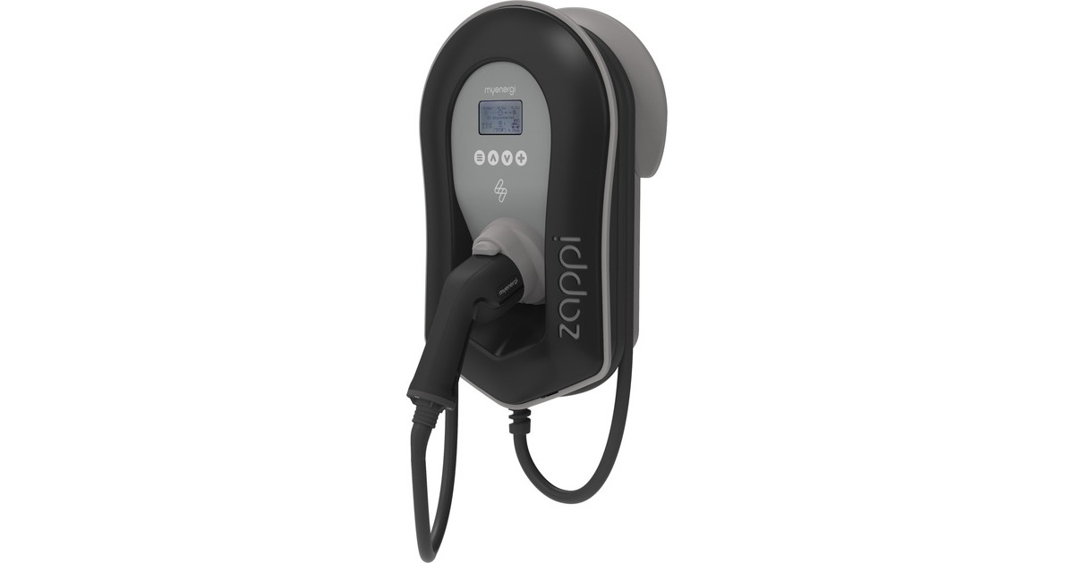 myenergi Wallbox zappi 1,4 - 22 kW(schwarz/grau, 6,5 Meter Ladekabel, Typ-2 Stecker, mit PIN)
