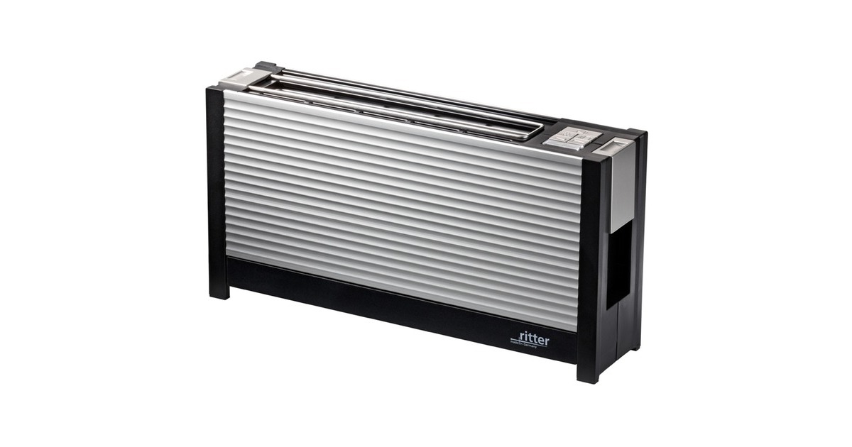 ritter Langschlitz-Toaster volcano 3(aluminium/schwarz, 1.000 Watt, für 2 Scheiben Toast)