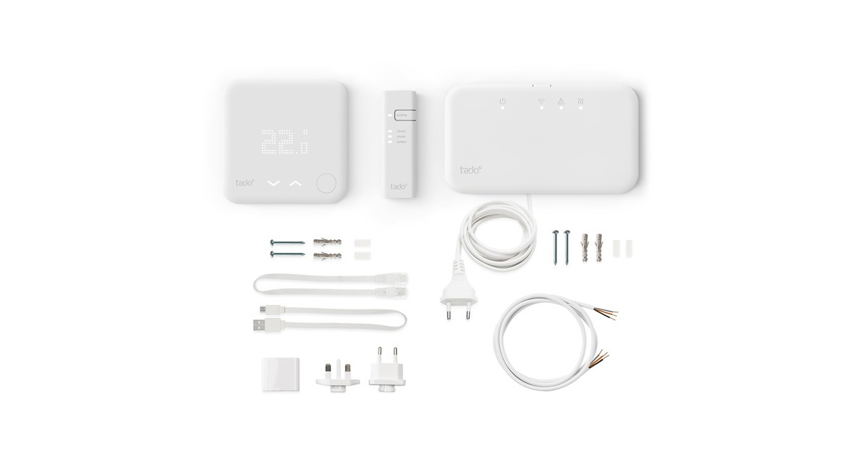 tado° Smart Thermostat V3+ Starter Kit (Funk), Set(weiß, Für Heizthermen und Gasetagenheizungen)
