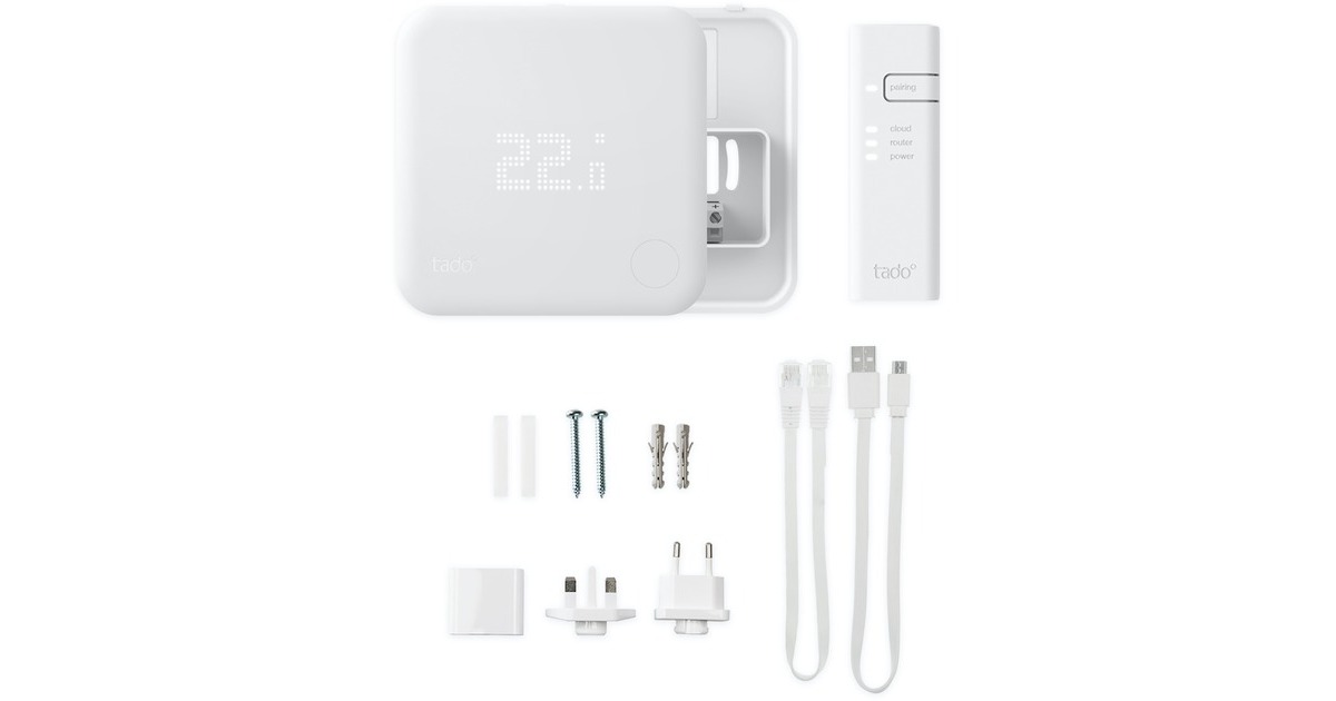 tado° Smartes Thermostat V3+ Starter Kit(Verkabelt), Set(weiß, Für Heizthermen und Fußbodenheizungen)