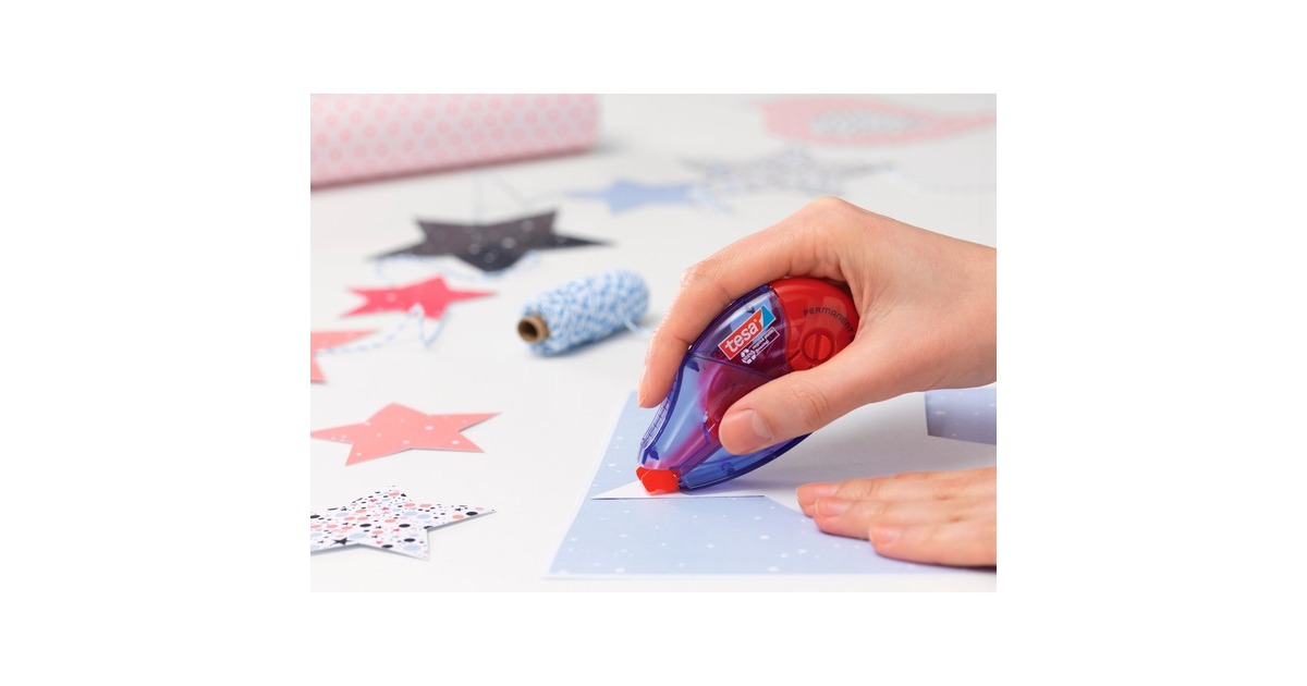 tesa Kleberoller Permanent ecoLogo, nachfüllbar, 2er Pack(blau/transparent, 2x 14 Meter)