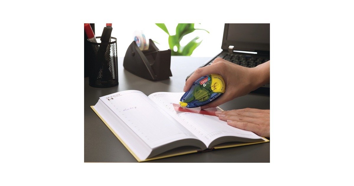 tesa Kleberoller non Permanent ecoLogo, nachfüllbar(blau/transparent, 14 Meter)