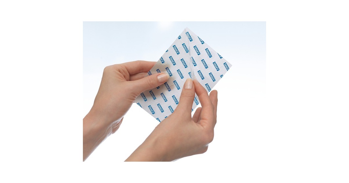 tesa Tack transparent, doppelseitige Kebepads, Big Pack, Kleber(weiß, 200 Stück)