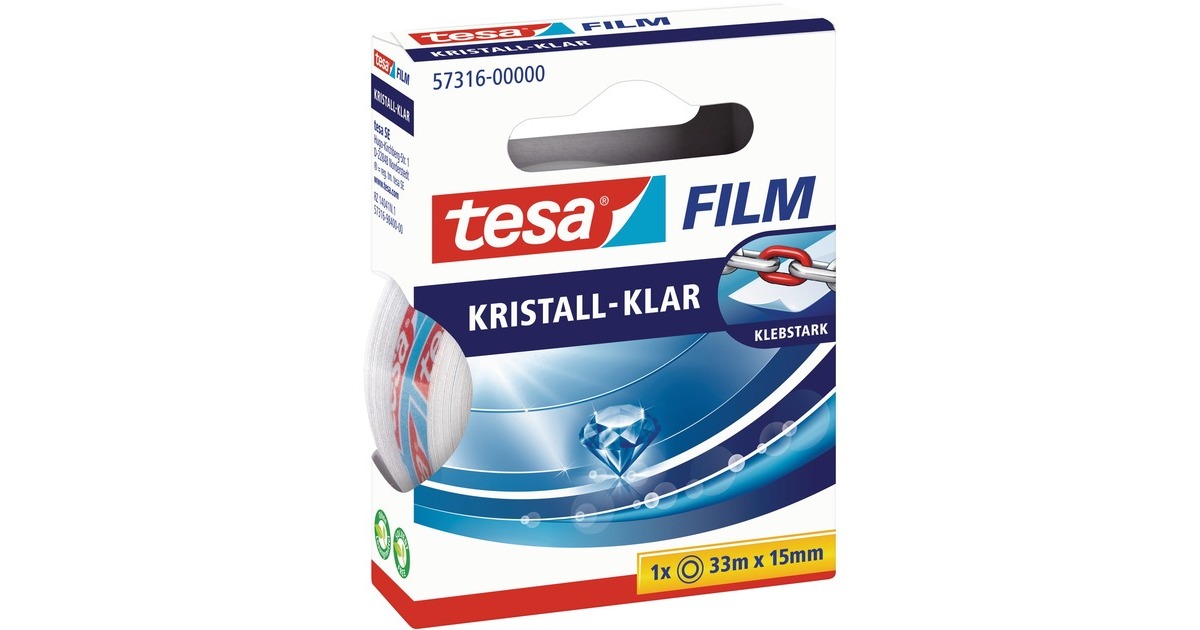 tesa kristall-klar, 1 Rolle, 15mm, Klebeband(transparent, 33 Meter)