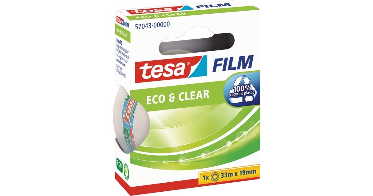 tesa tesafilm eco & clear, 1 Rolle, 19mm, Klebeband(transparent, 33 Meter)